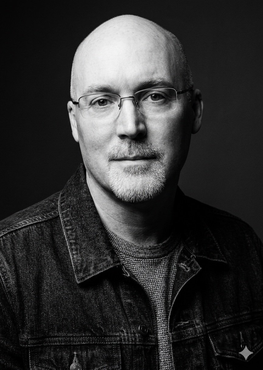 Close editorial portrait of Brad Houser